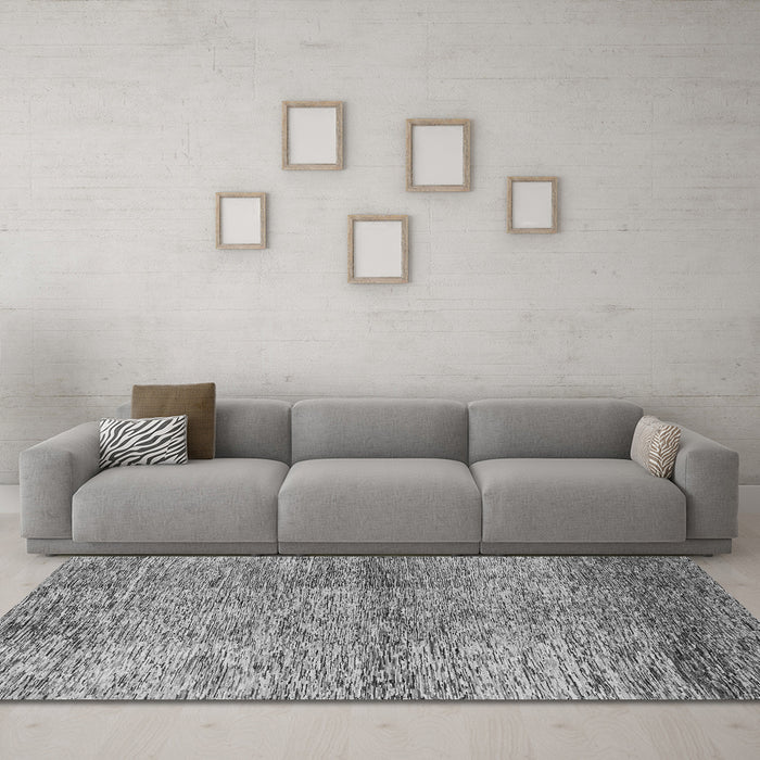 Machine Washable Abstract Gray Modern Rug in a Living Room,, wshabs1579gry