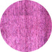 Round Machine Washable Abstract Pink Modern Rug, wshabs1579pnk