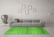 Machine Washable Abstract Green Modern Area Rugs in a Living Room,, wshabs1579grn