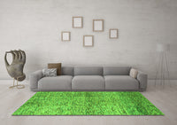 Machine Washable Abstract Green Modern Rug, wshabs1579grn