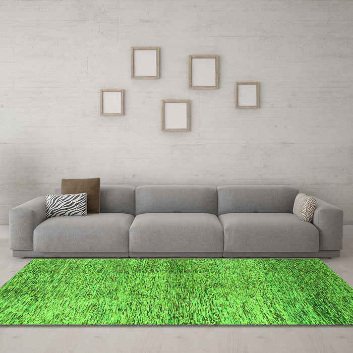 Machine Washable Abstract Green Modern Area Rugs in a Living Room,, wshabs1579grn