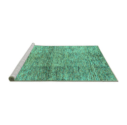 Sideview of Machine Washable Abstract Turquoise Modern Area Rugs, wshabs1579turq