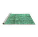 Sideview of Machine Washable Abstract Turquoise Modern Area Rugs, wshabs1579turq