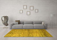 Machine Washable Abstract Yellow Modern Rug, wshabs1579yw