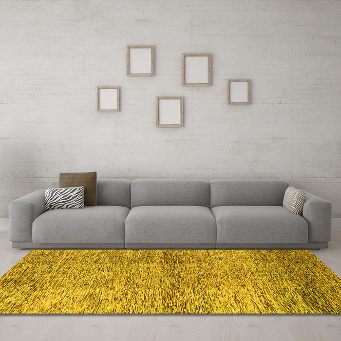 Machine Washable Abstract Yellow Modern Rug in a Living Room, wshabs1579yw