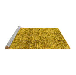 Sideview of Machine Washable Abstract Yellow Modern Rug, wshabs1579yw