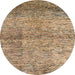 Round Machine Washable Abstract Brown Sugar Brown Rug, wshabs1579