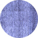 Round Abstract Blue Modern Rug, abs1579blu