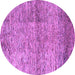 Round Machine Washable Abstract Purple Modern Area Rugs, wshabs1579pur