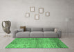 Machine Washable Abstract Emerald Green Modern Area Rugs in a Living Room,, wshabs1579emgrn