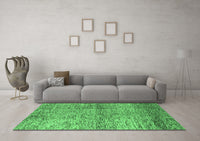 Machine Washable Abstract Emerald Green Modern Rug, wshabs1579emgrn