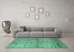 Machine Washable Abstract Turquoise Modern Area Rugs in a Living Room,, wshabs1579turq