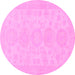 Round Abstract Pink Modern Rug, abs157pnk