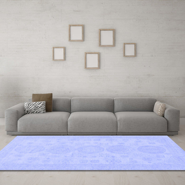 Machine Washable Abstract Blue Modern Rug in a Living Room, wshabs157blu