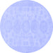 Round Abstract Blue Modern Rug, abs157blu