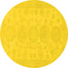 Round Machine Washable Abstract Yellow Modern Rug, wshabs157yw