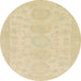 Round Machine Washable Abstract Brown Gold Rug, wshabs157