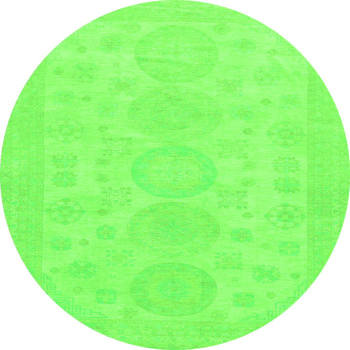 Round Machine Washable Abstract Green Modern Area Rugs, wshabs157grn