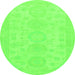 Round Machine Washable Abstract Green Modern Area Rugs, wshabs157grn