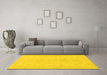 Machine Washable Abstract Yellow Modern Rug in a Living Room, wshabs157yw