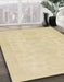 Abstract Brown Gold Modern Rug in Family Room, abs157