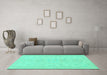 Machine Washable Abstract Turquoise Modern Area Rugs in a Living Room,, wshabs157turq