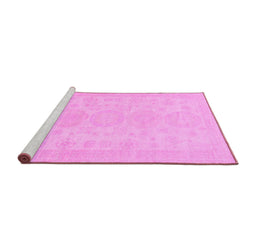 Sideview of Machine Washable Abstract Pink Modern Rug, wshabs157pnk