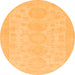 Round Machine Washable Abstract Orange Modern Area Rugs, wshabs157org