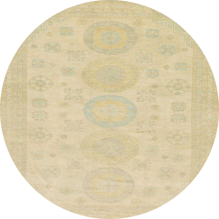 Round Abstract Brown Gold Modern Rug, abs157