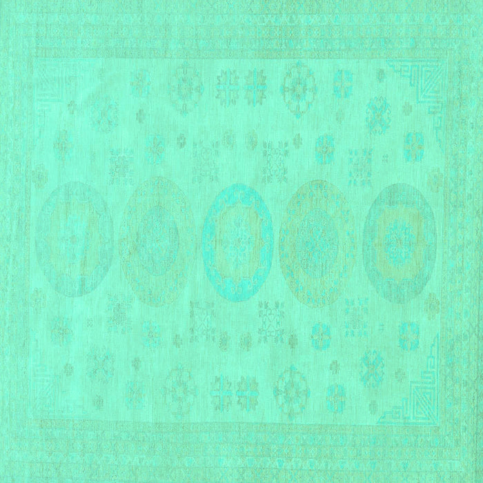 Square Machine Washable Abstract Turquoise Modern Area Rugs, wshabs157turq