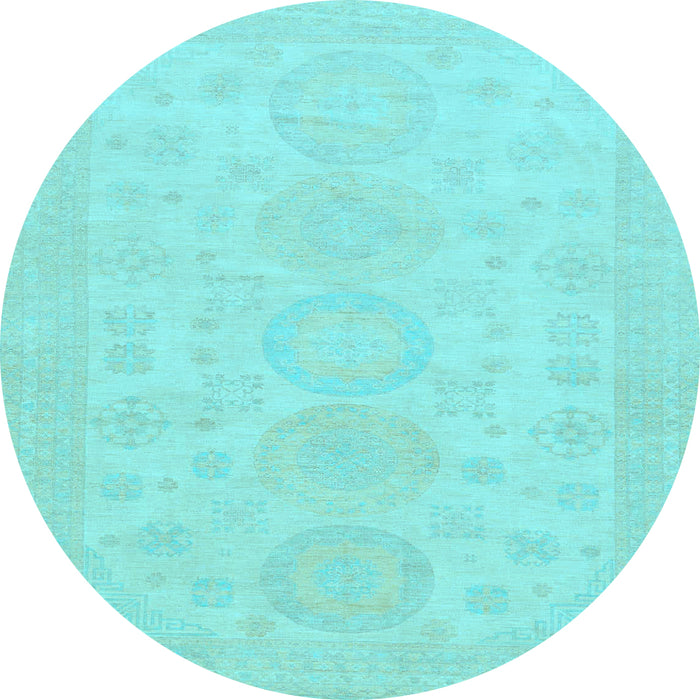 Round Abstract Light Blue Modern Rug, abs157lblu