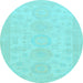 Round Abstract Light Blue Modern Rug, abs157lblu