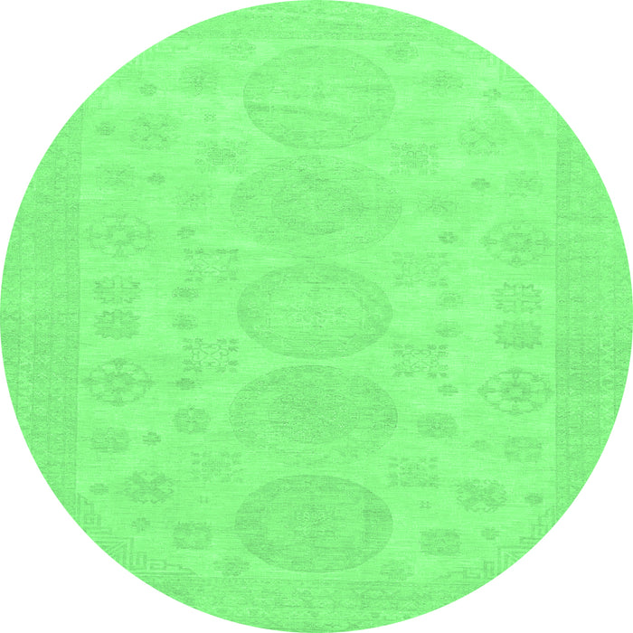 Round Abstract Emerald Green Modern Rug, abs157emgrn