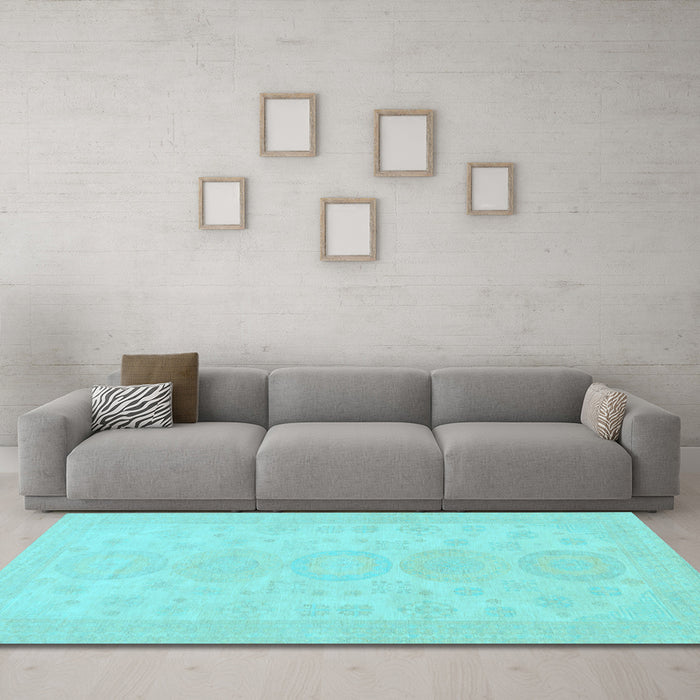 Machine Washable Abstract Light Blue Modern Rug in a Living Room, wshabs157lblu