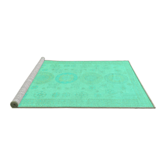 Sideview of Machine Washable Abstract Turquoise Modern Area Rugs, wshabs157turq