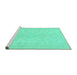 Sideview of Machine Washable Abstract Turquoise Modern Area Rugs, wshabs157turq