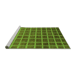 Sideview of Machine Washable Checkered Green Modern Area Rugs, wshabs1580grn