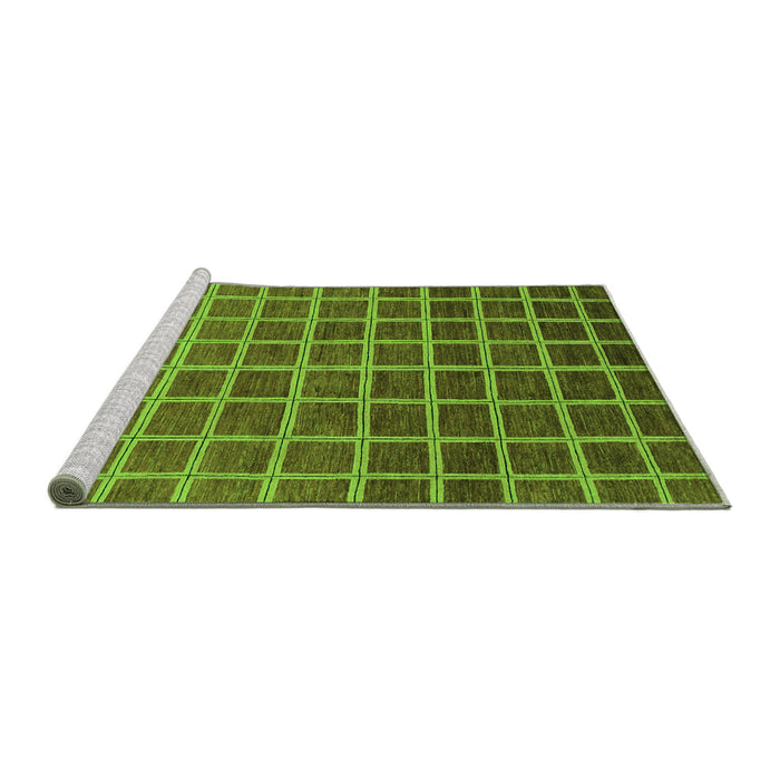 Sideview of Machine Washable Checkered Green Modern Area Rugs, wshabs1580grn