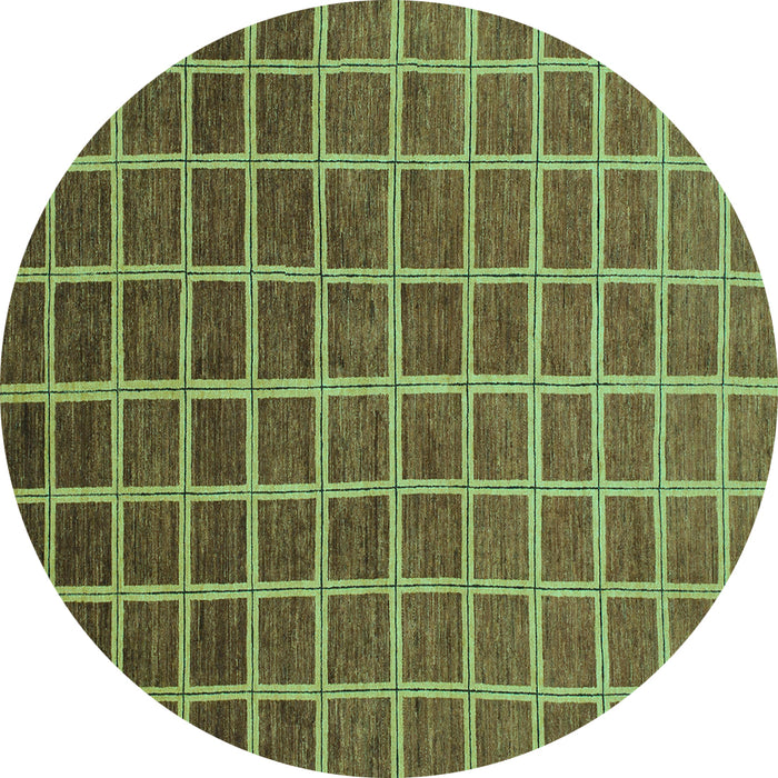 Round Machine Washable Checkered Turquoise Modern Area Rugs, wshabs1580turq