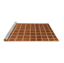 Sideview of Machine Washable Checkered Brown Modern Rug, wshabs1580brn