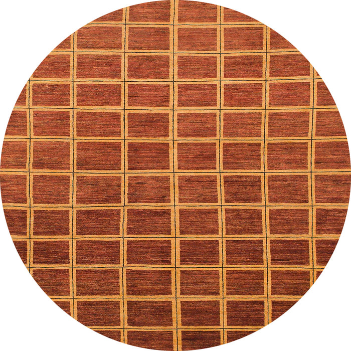 Round Abstract Red Checkered Rug, abs1580