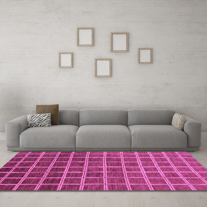 Machine Washable Checkered Purple Modern Area Rugs in a Living Room, wshabs1580pur
