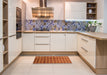 Abstract Red Checkered Rug in a Kitchen, abs1580