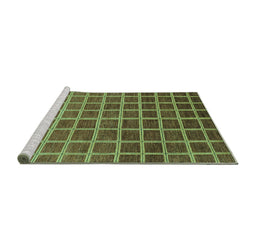 Sideview of Machine Washable Checkered Turquoise Modern Area Rugs, wshabs1580turq