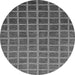 Round Machine Washable Checkered Gray Modern Rug, wshabs1580gry