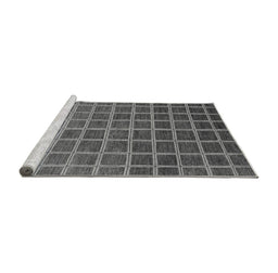 Sideview of Machine Washable Checkered Gray Modern Rug, wshabs1580gry