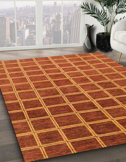 Machine Washable Abstract Red Rug in a Family Room, wshabs1580