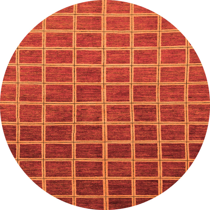 Round Machine Washable Checkered Orange Modern Area Rugs, wshabs1580org