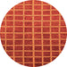 Round Machine Washable Checkered Orange Modern Area Rugs, wshabs1580org