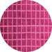 Round Machine Washable Checkered Pink Modern Rug, wshabs1580pnk